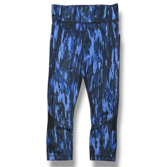 Lululemon 4 Blue Black High Rise Capri Leggings Luxtreme Pace Rival Running Yoga - Picture 4 of 13